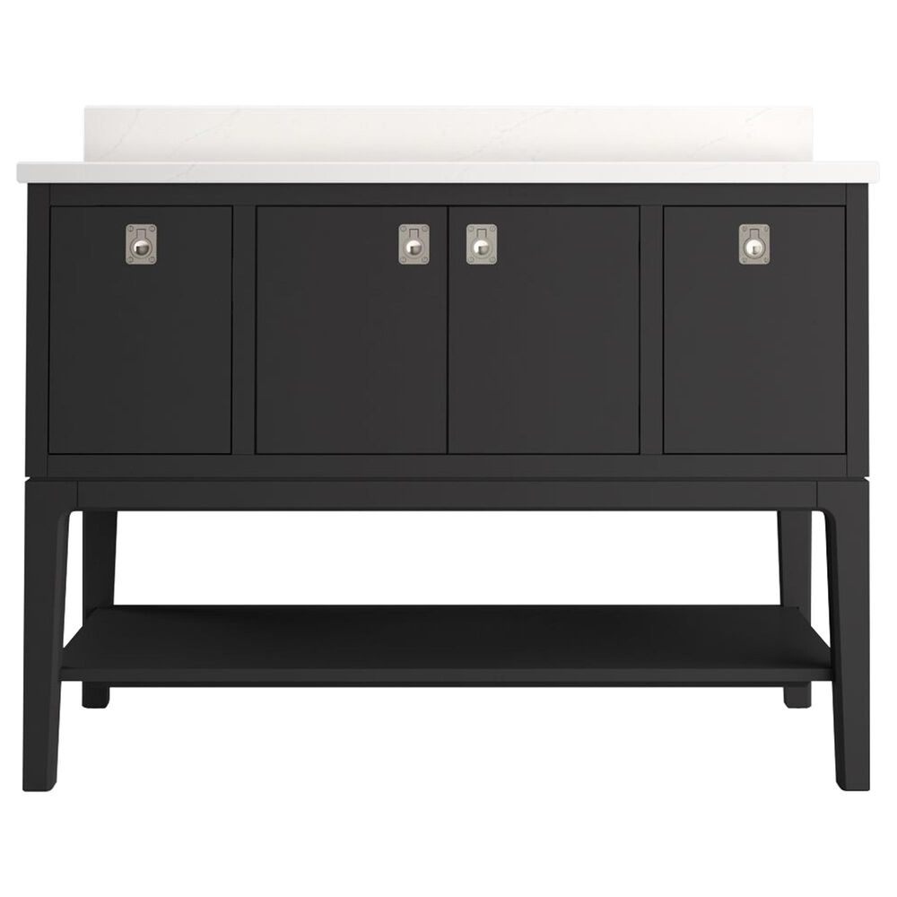 Kohler Seagrove 48" Single Bathroom Vanity in Ferrous Grey with 3 cm White Quartz Top and Rectangular Sink, , large