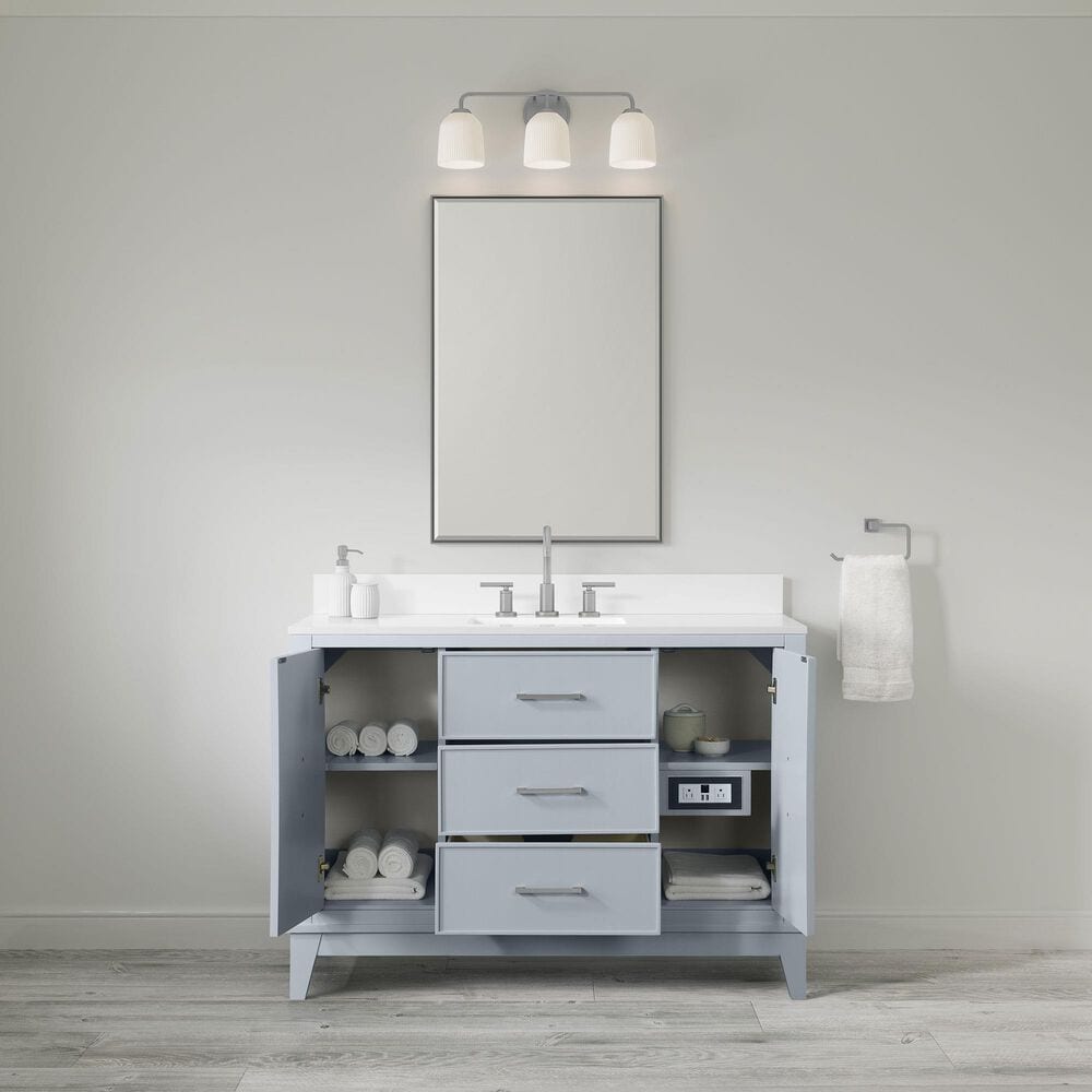 37B Fenwick 48" Single Bathroom Vanity in Soft Blue with Glossy White Composite Stone Top and Backsplash, , large