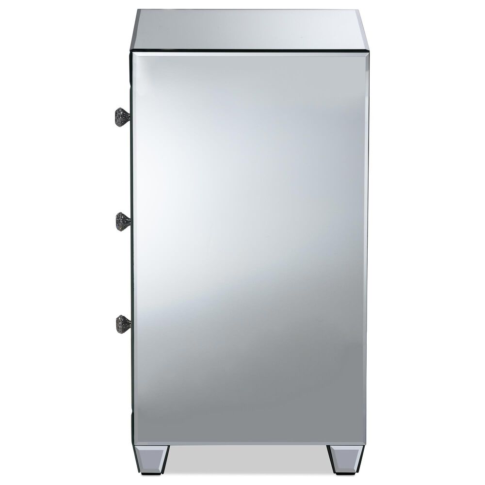 Baxton Studio Ralston 3-Drawer Nightstand in Mirrored, , large