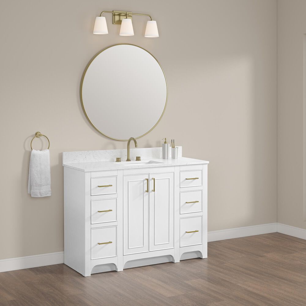 37B Lucerne 48" Single Bathroom Vanity in Bright White with Marble Top and Backsplash, , large