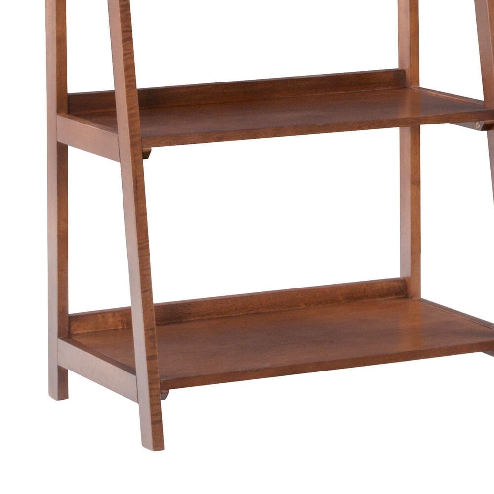 Linon Home Decor Charlotte 5-Shelf Ladder Bookcase in Warm Walnut, , large