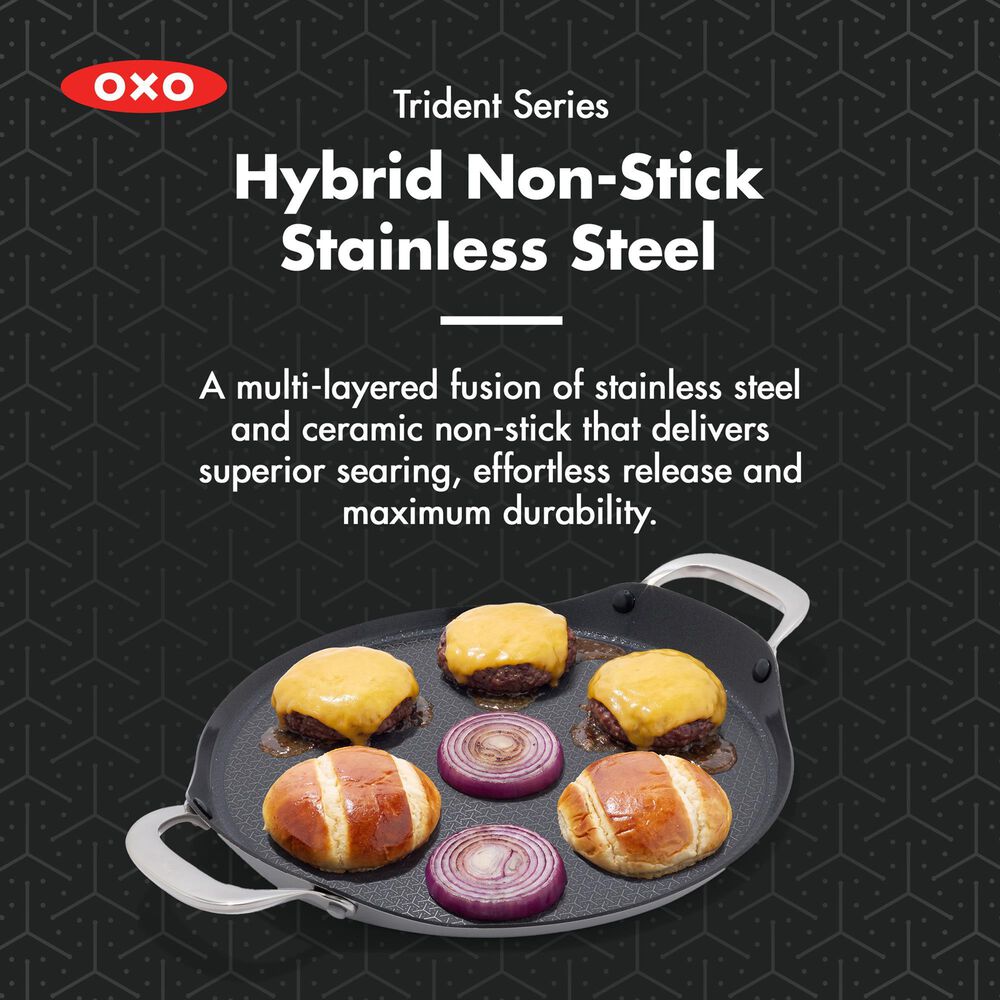 Green Pan Trident Hybrid Nonstick Griddle in Stainless Steel, , large