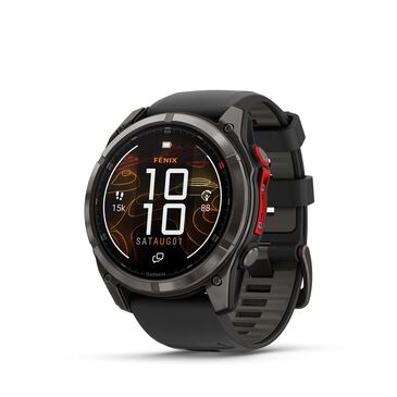 Garmin fenix 8 Pro Sapphire MicroLED GPS Smartwatch 51mm Sapphire Carbon Gray DLC Titanium with Black/Pebble Gray Silicone Band, , large
