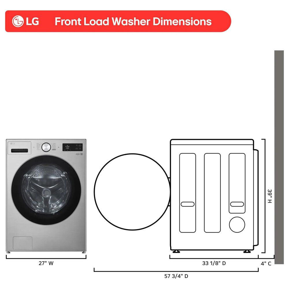 LG 5 Cu. Ft. Smart Front Load Washer and 7.4 Cu. Ft. Electric Dryer Laundry Pair in Graphite Steel, , large