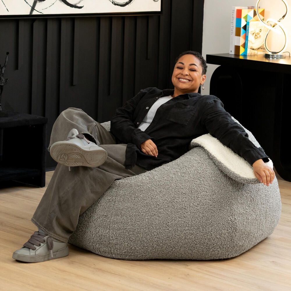 Jaxx HopSeat Bunny Oval Shaped Large Bean Bag Chair in Smoke, , large
