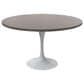 Leisuremod LeisureMod Verve Collection 48 Round Dining Table, White Base with Dark Maple MDF Top, , large