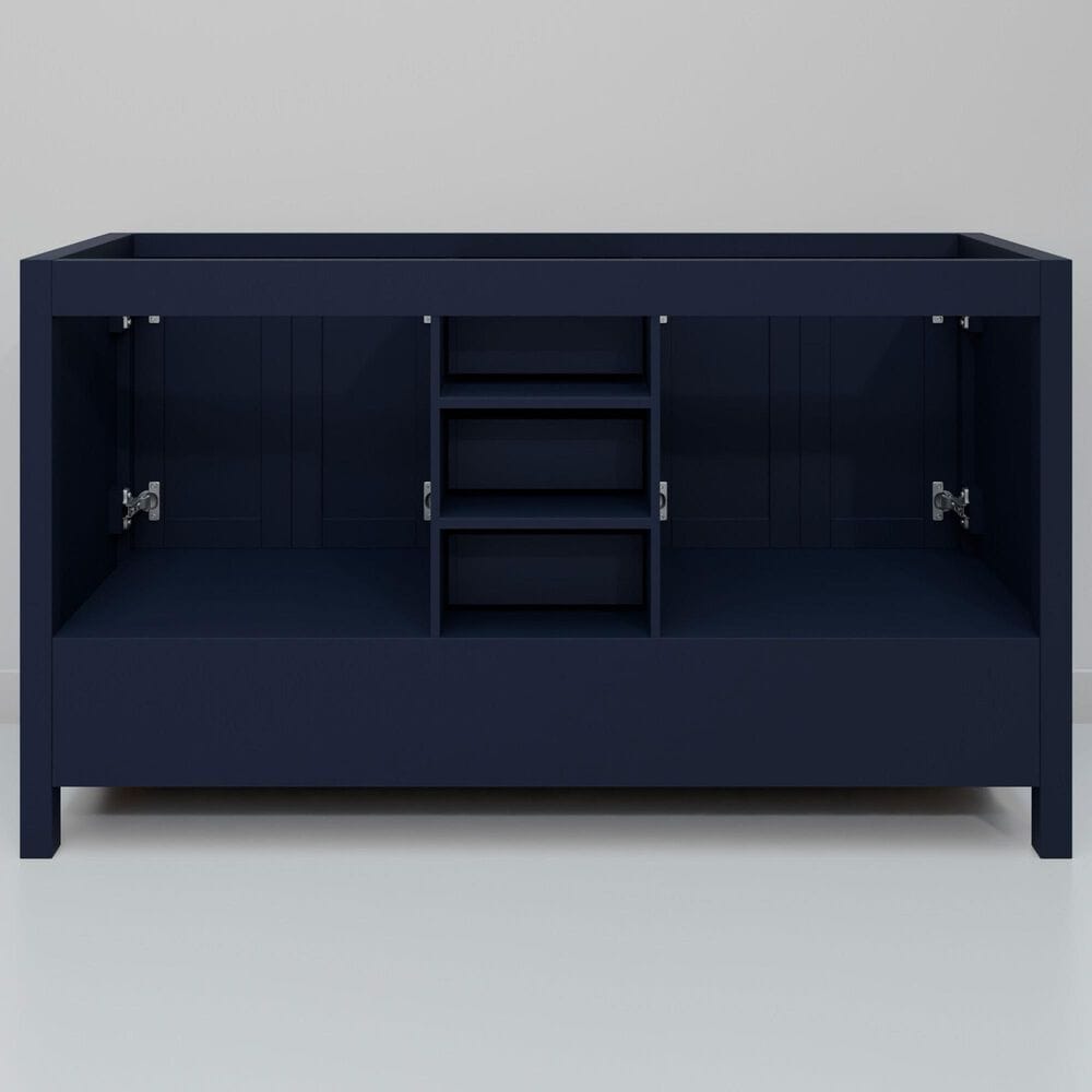 Lexora Home Jacques 60" Double Bathroom Vanity in Navy Blue with 2 cm White Quartz Top and Rectangular Sinks, , large