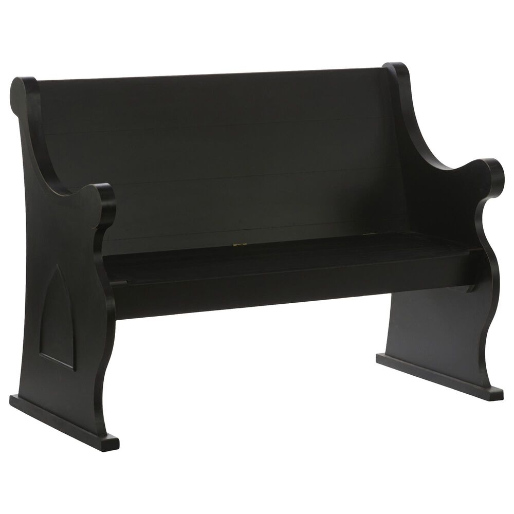 Maple and Jade 50" x 36" Farmhouse Wood Indoor/Outdoor Bench in Black, , large