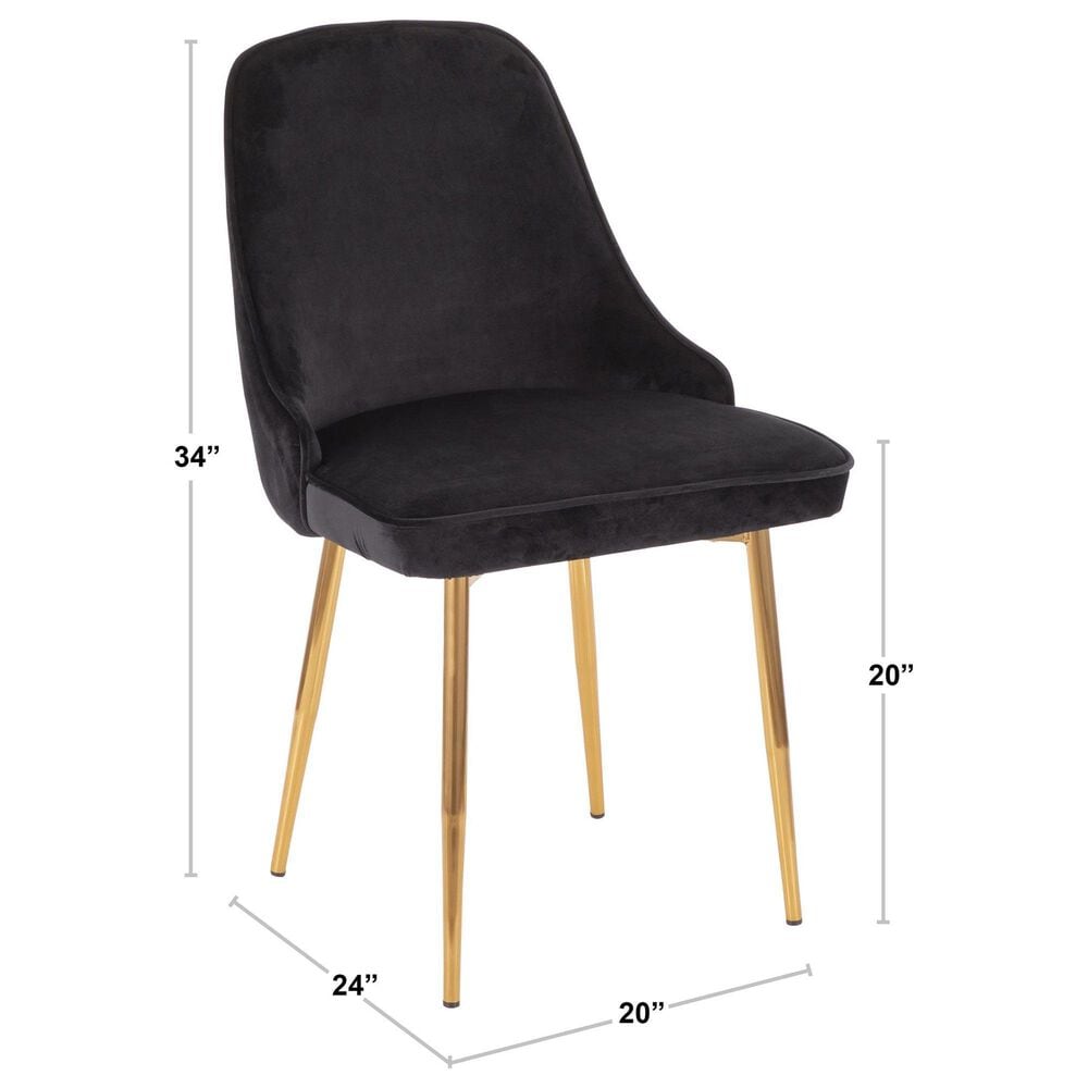 LumiSource Marcel Side Chair with Silver Velvet Cushion in Gold (Set of 2), , large