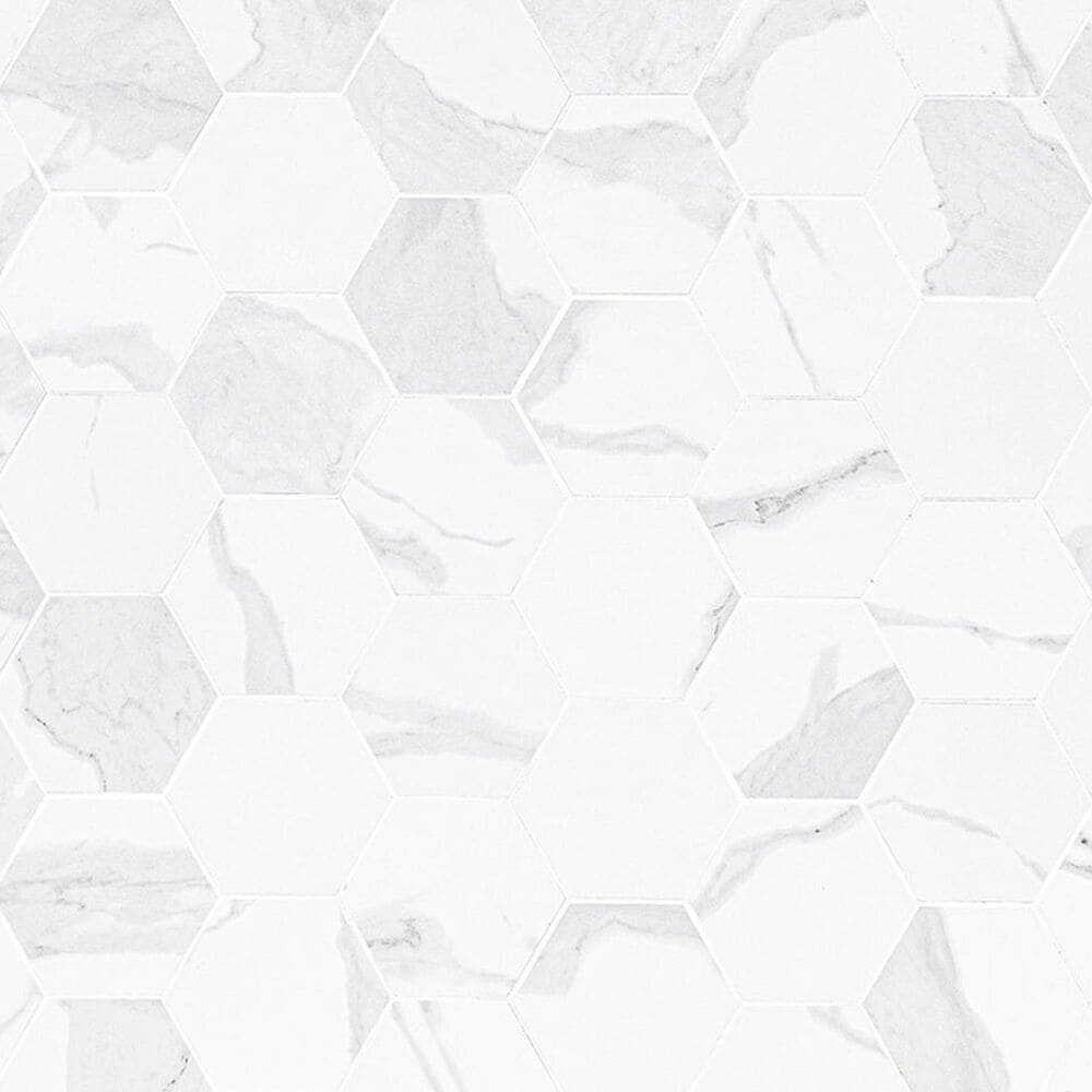 MS International Eden Statuary 3" x 3" Hexagon on 12" x 12" Porcelain Mosaic Sheet, , large
