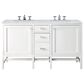 James Martin Vanities Addison 60" Double Bathroom Vanity in Glossy White with 3 cm Carrara White Marble Top and Rectangular Sinks, , large