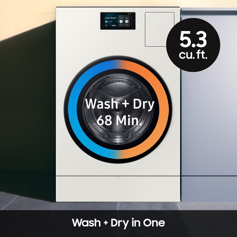 Samsung Bespoke Bespoke 5.3 Cu. Ft. Front Load AI All-in-One Vented Washer and Electric Dryer Combo in Ivory, , large