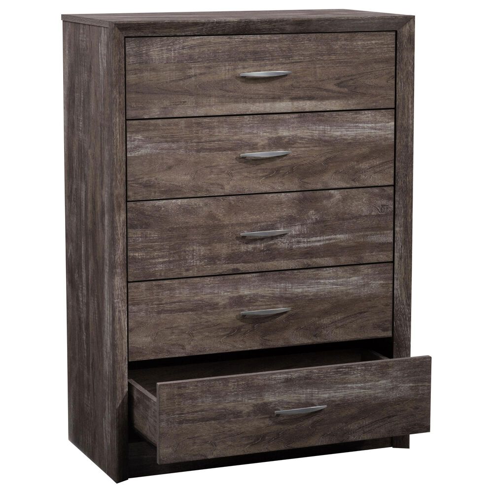 CorLiving Newport 5 Drawer Tall Dresser in Grey Washed Oak, , large