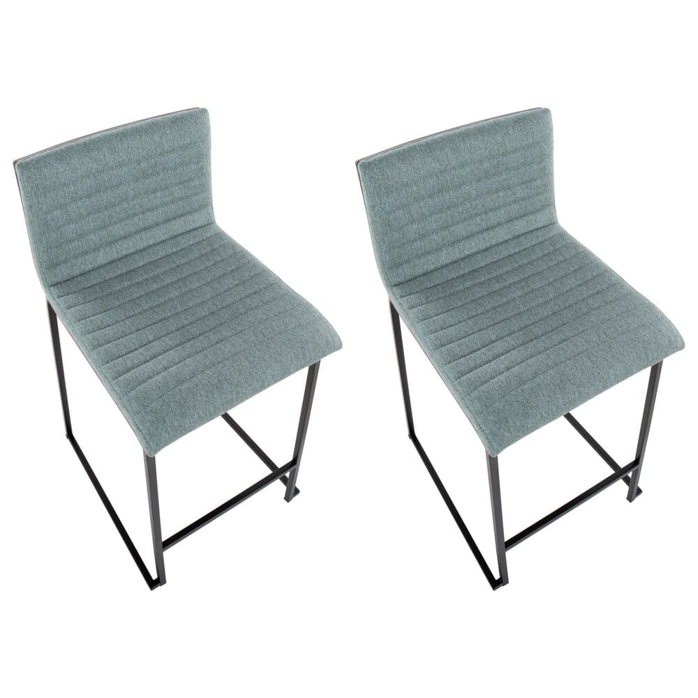 Lumisource Mason Mara Counter Stool with Green Cushion in Black and Walnut &#40;Set of 2&#41;, , large
