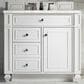 James Martin Vanities Bristol 36" Single Bathroom Vanity in Bright White with 3 cm Eternal Jasmine Pearl Quartz Top and Rectangular Sink, , large