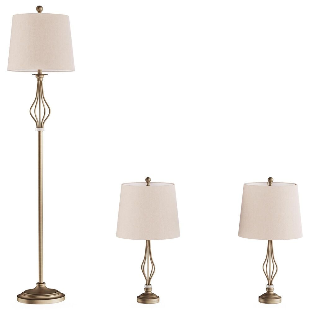 Timberlake 3-Piece Floor and Table Lamp Set in Distressed Gold, , large