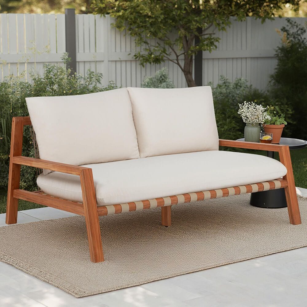 Linon Home Decor Cassius Slanted Back Bench in Off-White, , large