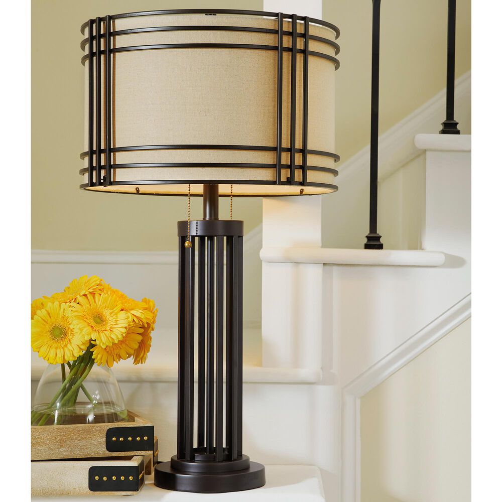Ashley Hanswell Metal Table Lamp in Dark Brown, , large