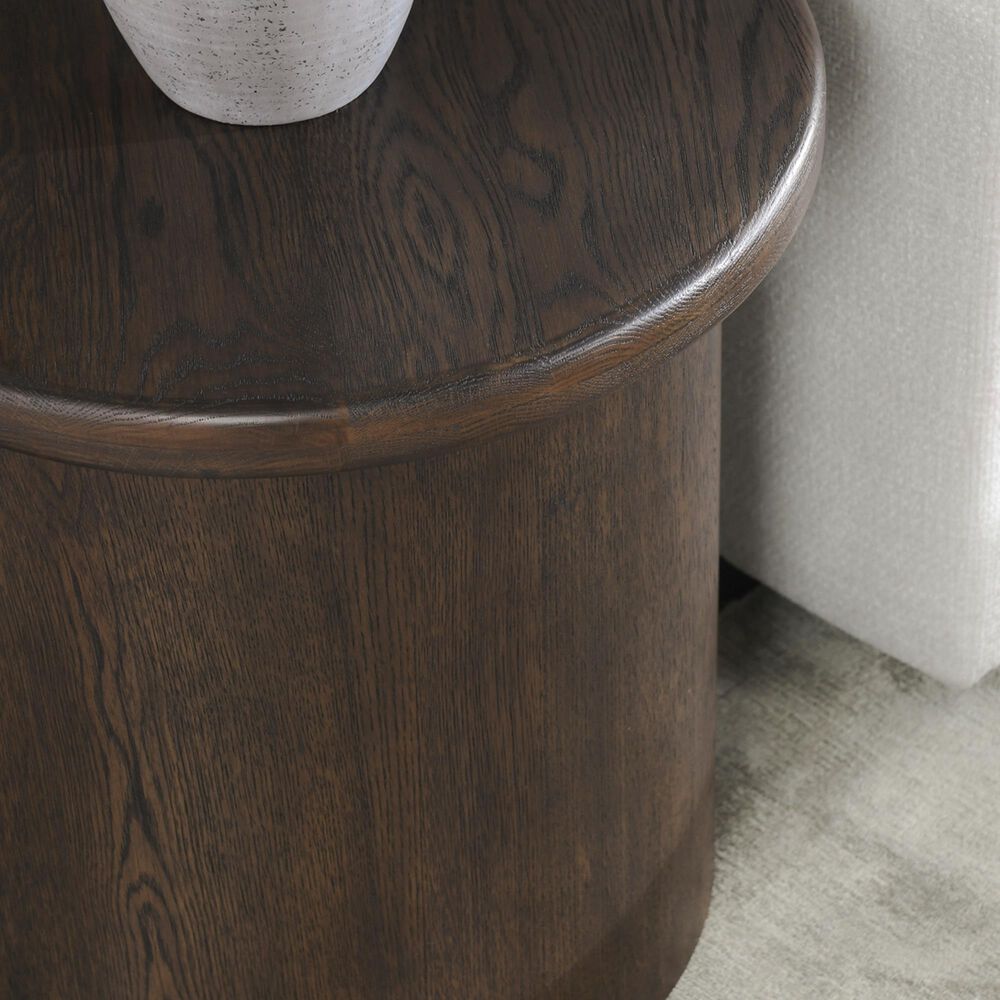 Classic Home Runa Round End Table in Coffee Brown, , large