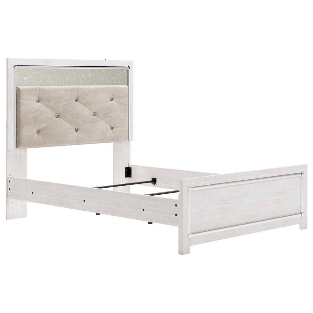 Ashley Altyra Full Panel Bed in White with LED Headboard, , large
