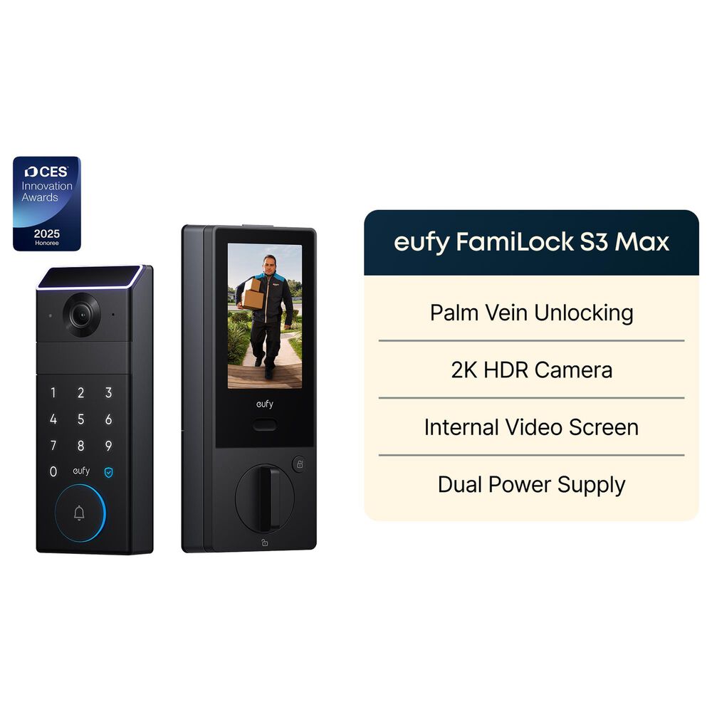 eufy FamiLock S3 Max Video Doorbell and Palm Scanner in Black, , large