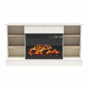 DHP Lumina Deluxe 65" TV Stand with Fireplace in Plaster and Blonde Oak, , large