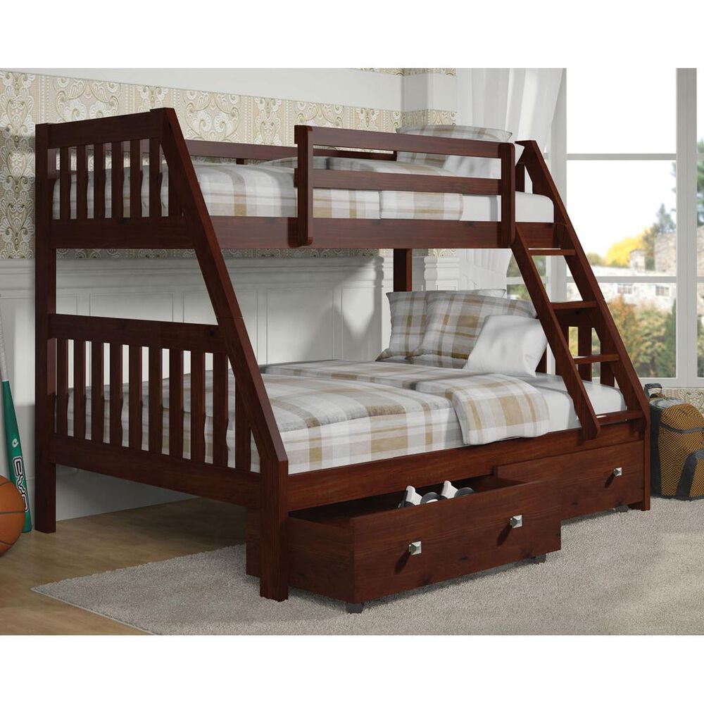 Forest Grove Twin over Full Mission Bunk Bed with Drawers in Dark Cappuccino, , large