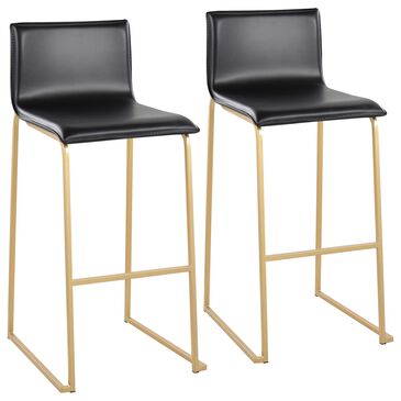 Lumisource Mara Barstool with Black Cushion in Gold (Set of 2), , large