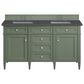 James Martin Vanities Brittany 60" Double Bathroom Vanity in Smokey Celadon with 3 cm Charcoal Soapstone Quartz Top and Rectangular Sinks, , large