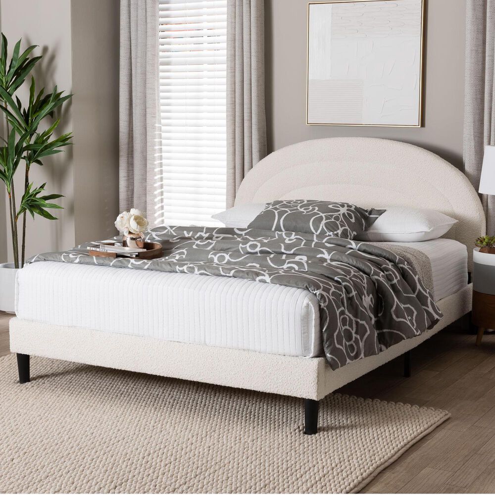 Baxton Studio Pelagia Queen Platform Bed in Cream, , large