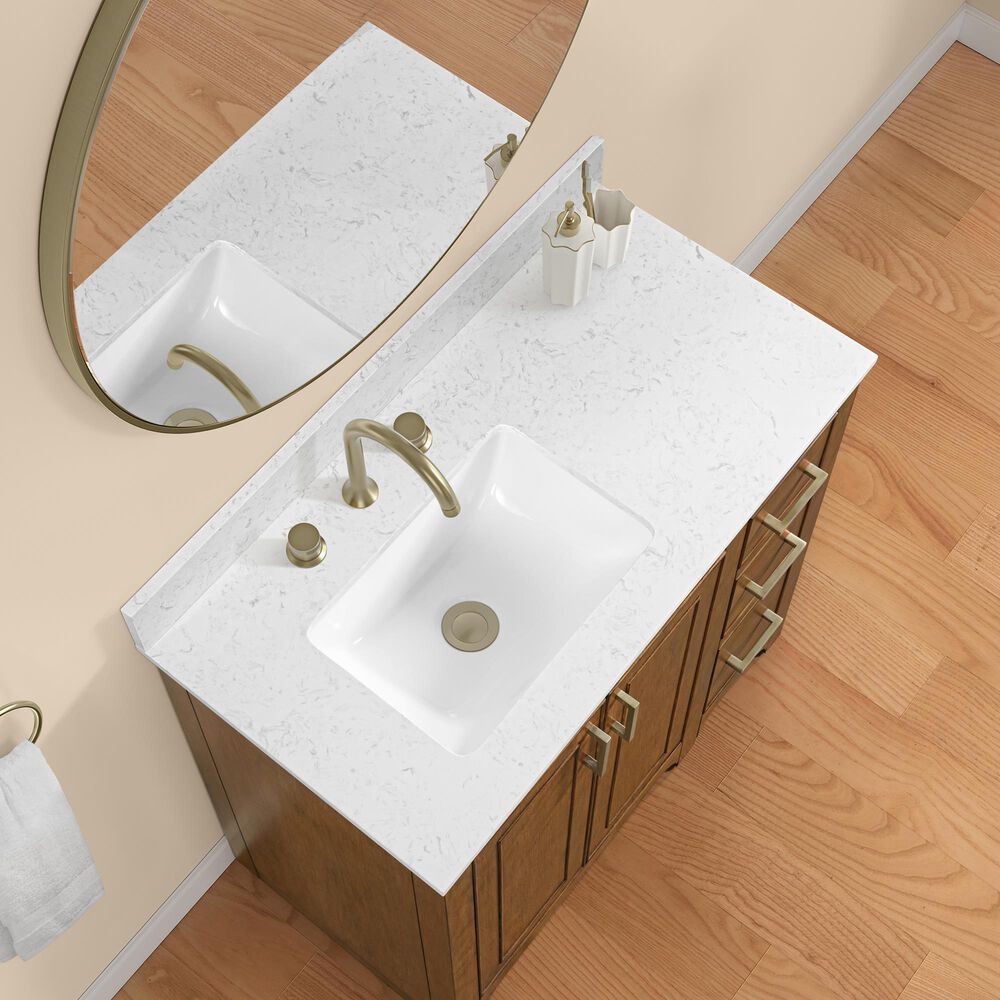 37B Lucerne 36" Single Bathroom Vanity Cabinet in Dark Maplewood with Marble Top and Backsplash, , large