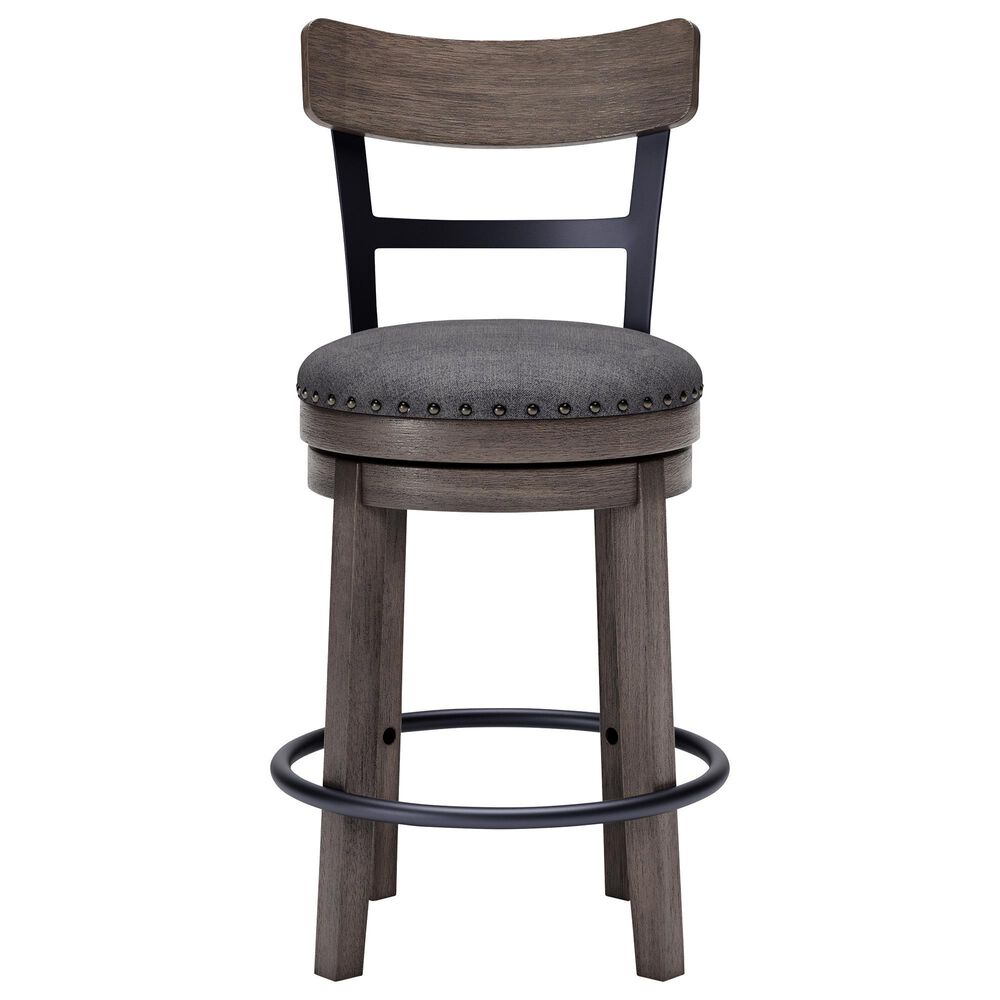 Ashley Caitbrook Swivel Counter Stool in Antiqued Gray and Black, , large