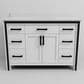 Lexora Home Ziva 48" Single Bathroom Vanity in White with 2 cm White Cultured Marble Top and Rectangular Sink, , large