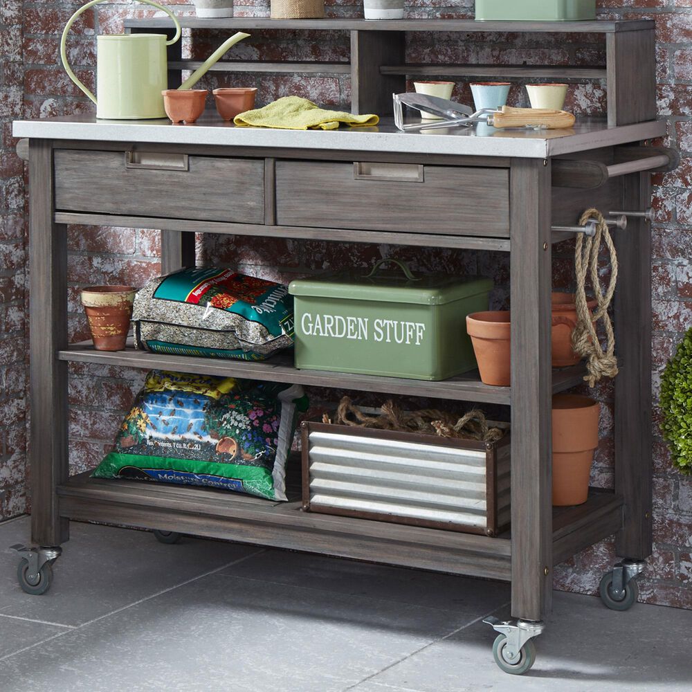 Homestyles Maho Potting Bench in Gray, , large