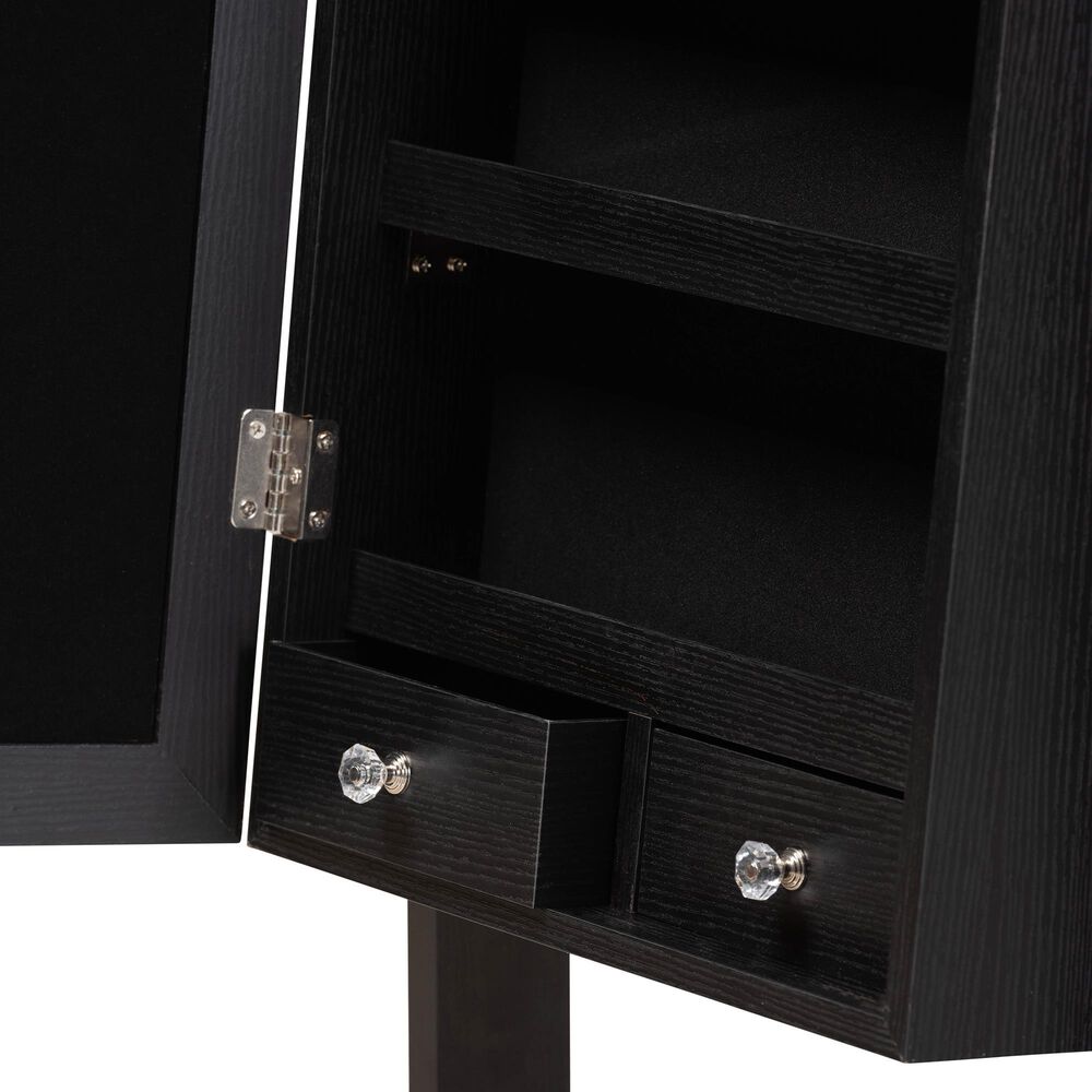 Baxton Studio Ryoko Jewelry Armoire with Mirror in Black NFM