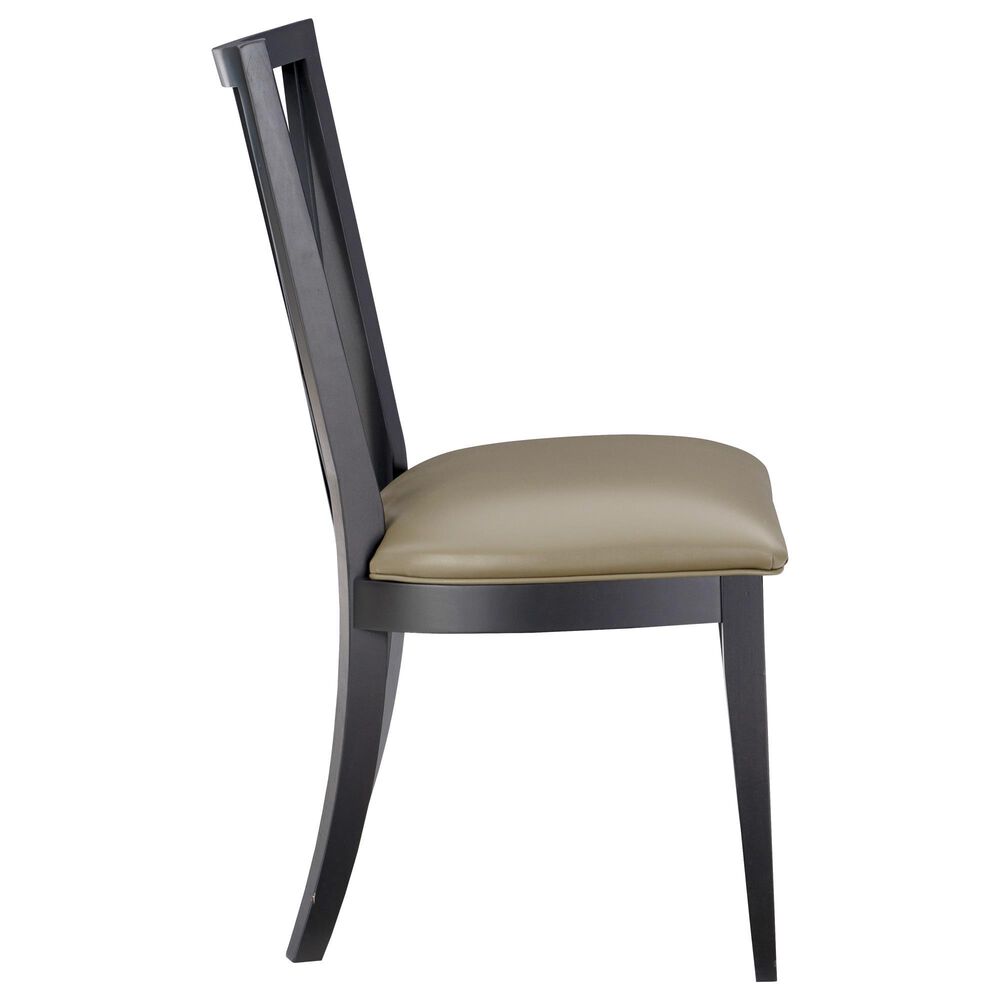 Linon Home Decor Bailey Side Chair with Tan Faux Leather Cushion Seat in Black, , large