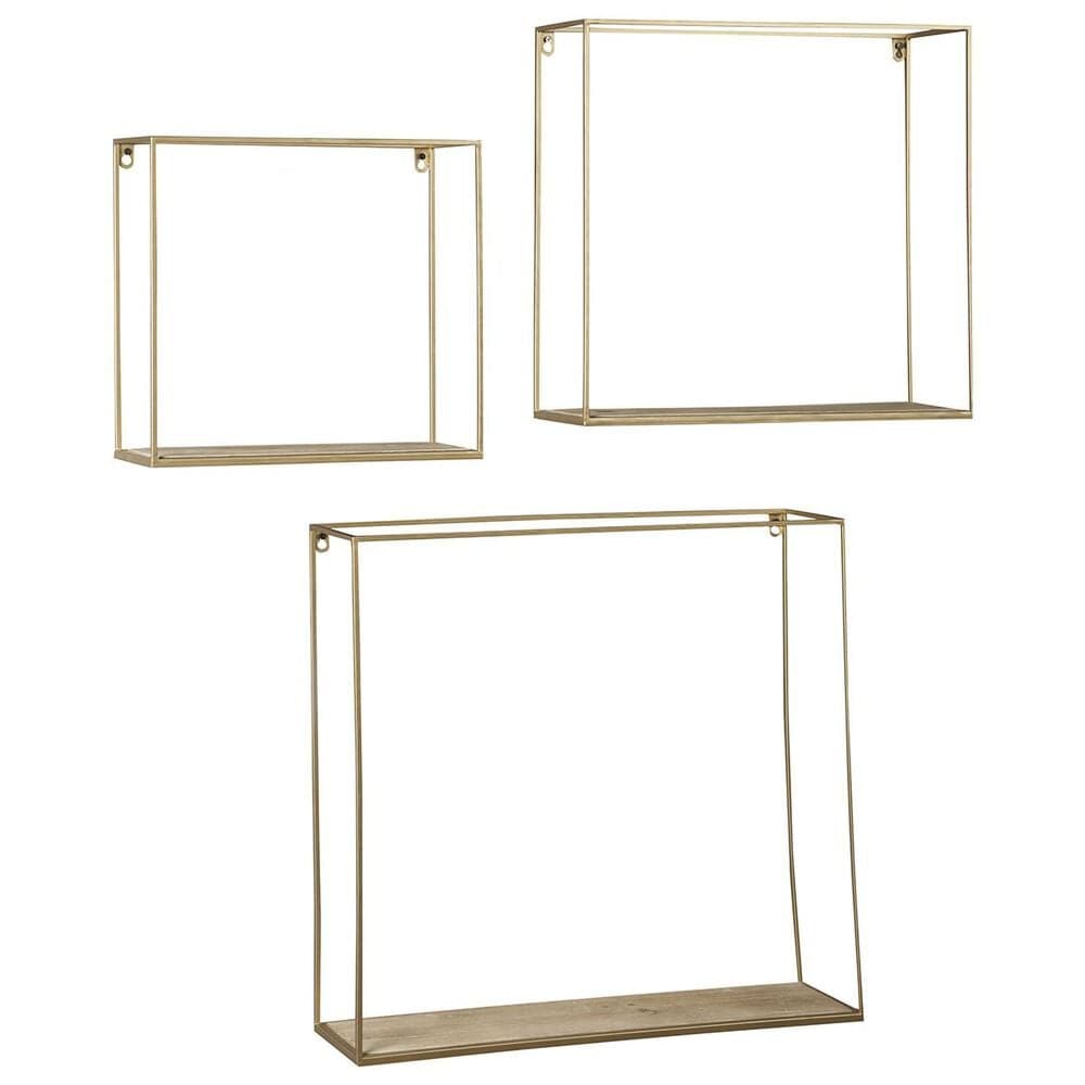 Ashley 3-Piece Efharis Wall Shelf Set in Natural and Gold, , large