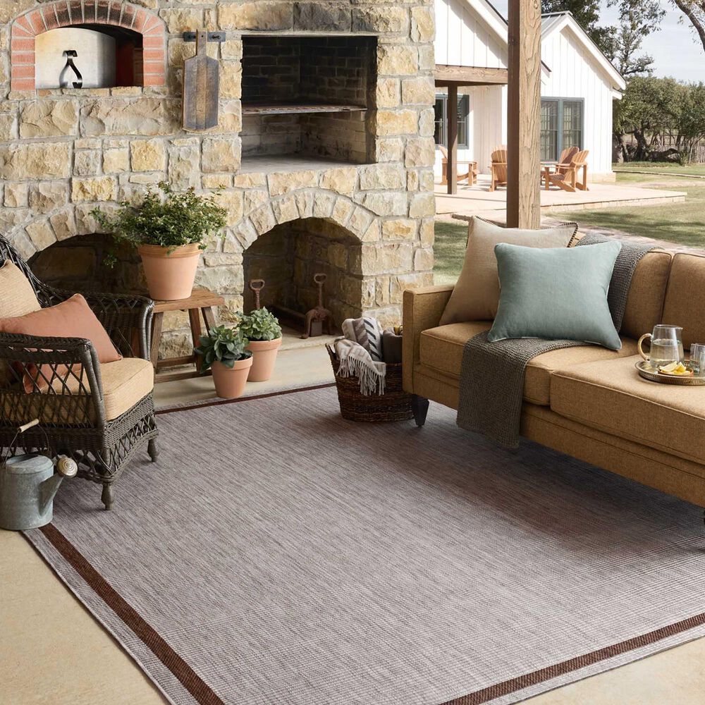 Loloi Easton Dove and Coffee 4&#39; x 6&#39; Indoor/Outdoor Area Rug, , large