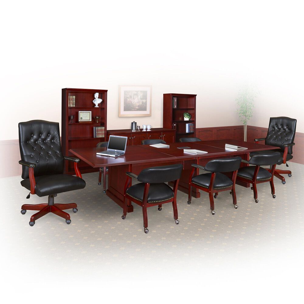 Regency Global Sourcing Ivy League Low Curved Back Captain Chair with Casters in Black, , large