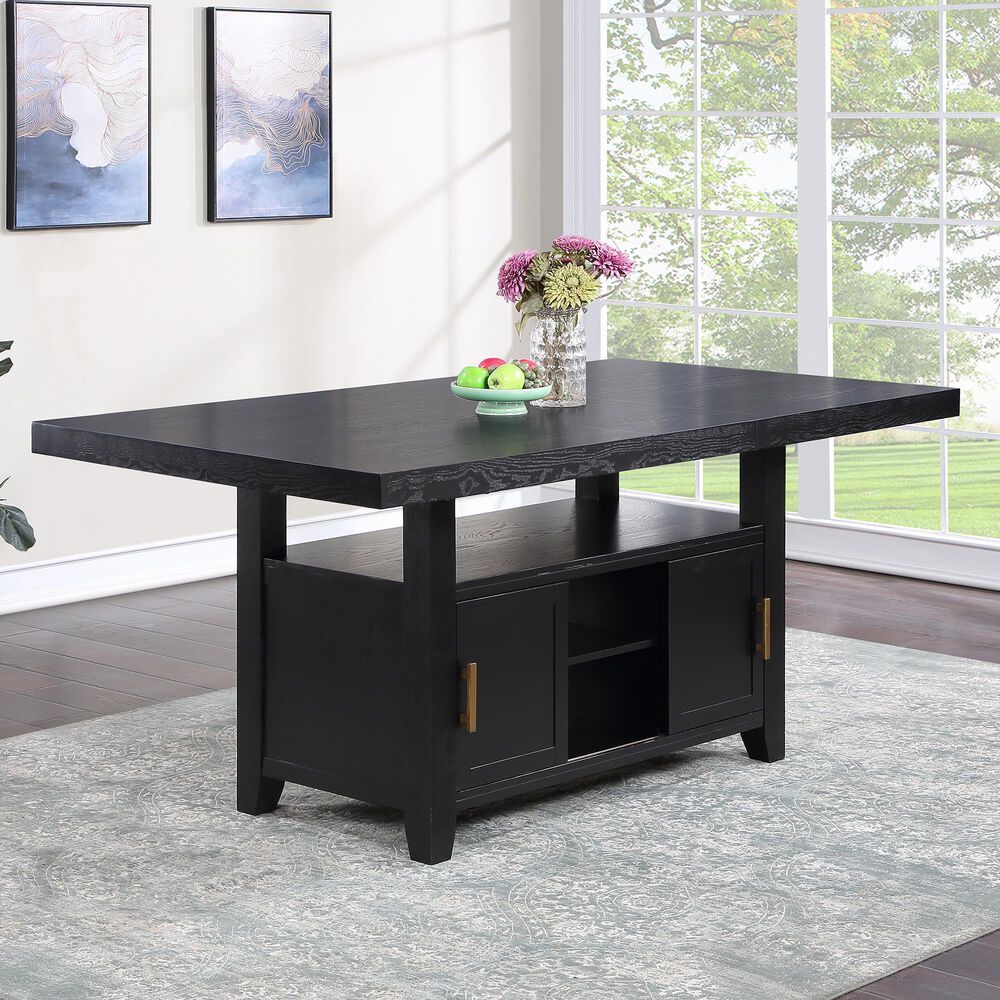 Steve Silver Yves 7-Piece Counter Dining Set in Rubbed Charcoal, , large