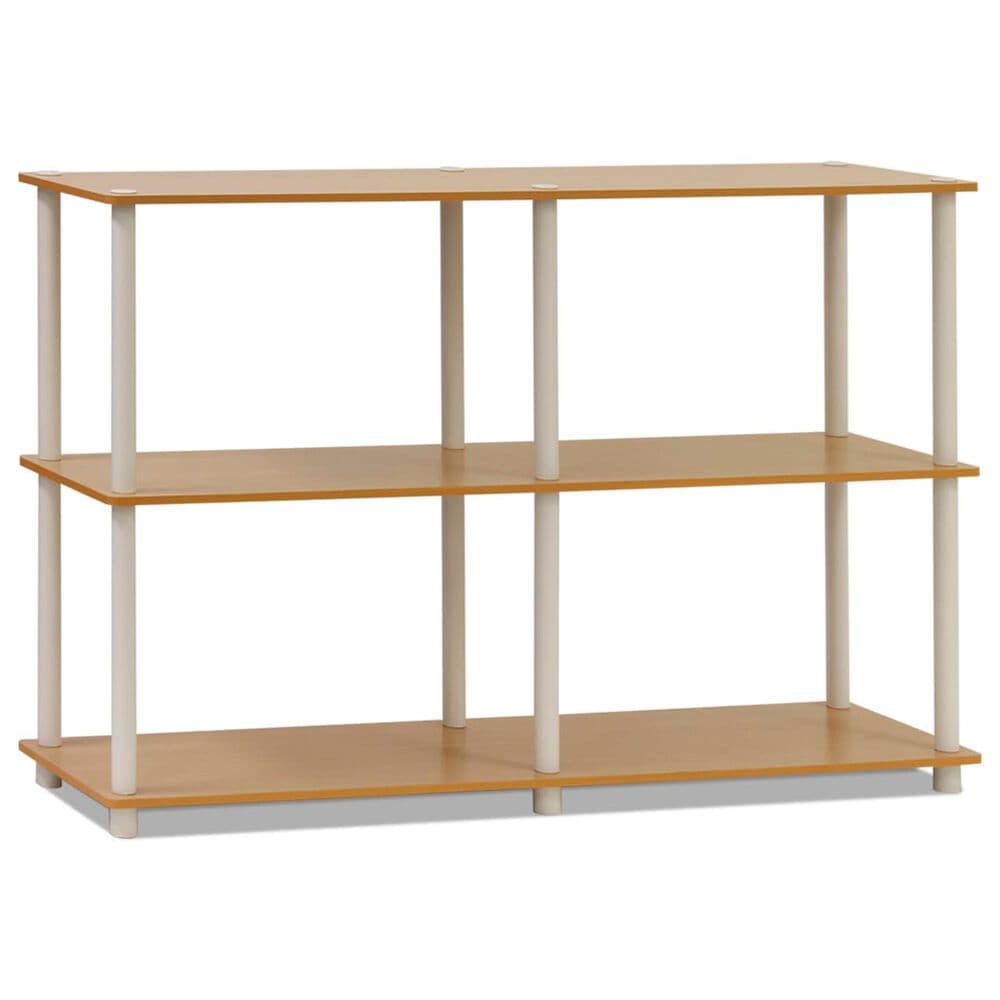 HOMLUX Turn-N-Tube 3-Tier Double Size Storage Display Rack in Beech and White, , large