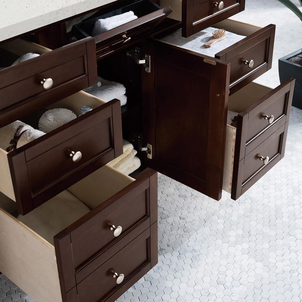 James Martin Vanities Brittany 48&quot; Single Bathroom Vanity in Burnished Mahogany with 3 cm Lime Delight Quartz Top and Rectangular Sink, , large