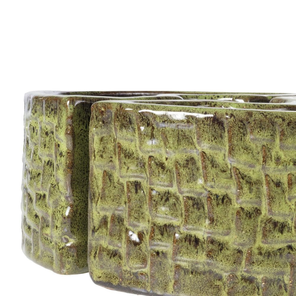 Alfresco Home Cobblestone Umbrella Patio Planter in Island Green &#40;Set of 2&#41;, , large