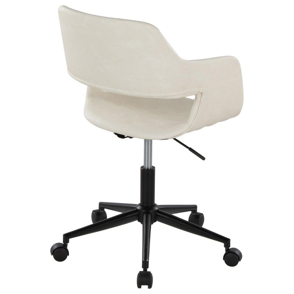 Lumisource Margarite Task Chair with Cream Faux Leather Cushion in Black, , large