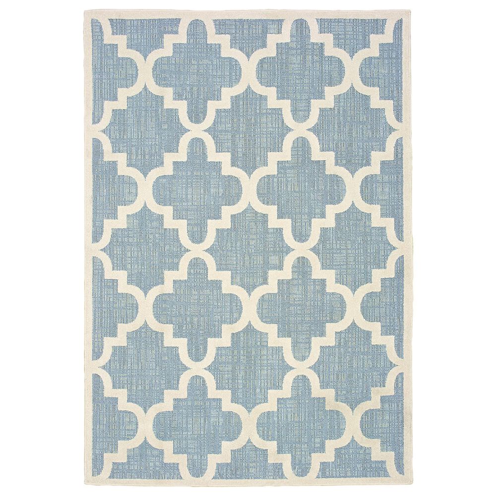 Oriental Weavers Barbados 6437J 9"10" x 10"10" Blue and Ivory Area Rug, , large