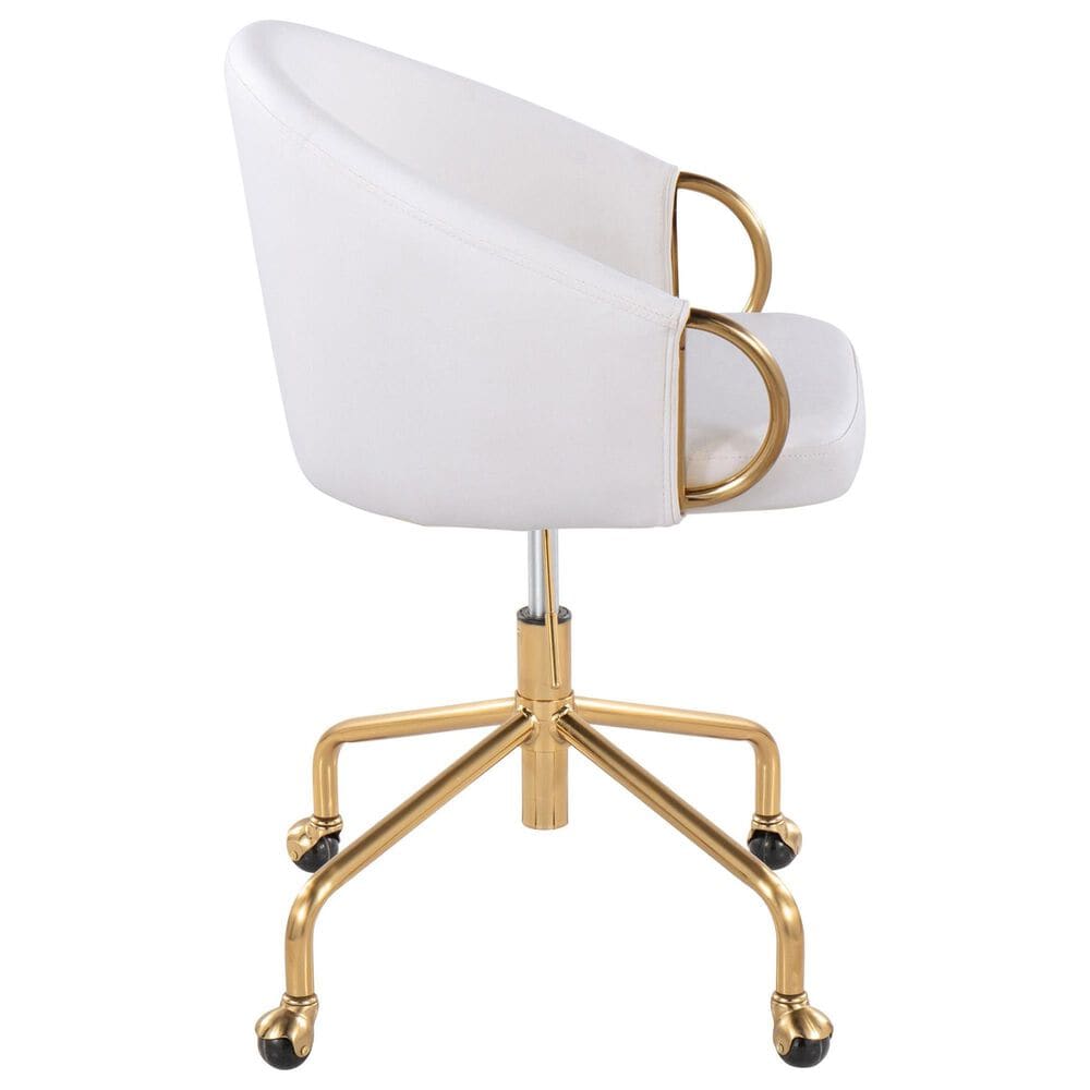Lumisource Claire Task Chair with White Cushion in Gold, , large