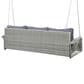 Hearth and Haven Go Outdoor 3-Seater PE Rattan Wicker Porch Swing Bench in Gray, , large
