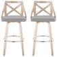 LumiSource Charlotte Swivel Bar Stool with Light Grey Fabric Upholstery in Whitewashed and Chrome (Set of 2), , large