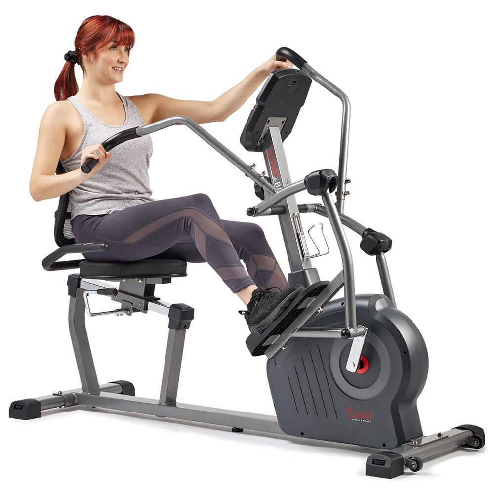 Sunny Health &amp; Fitness Performance Elite Magnetic Recumbent Elliptical Cross Trainer in Gray, , large