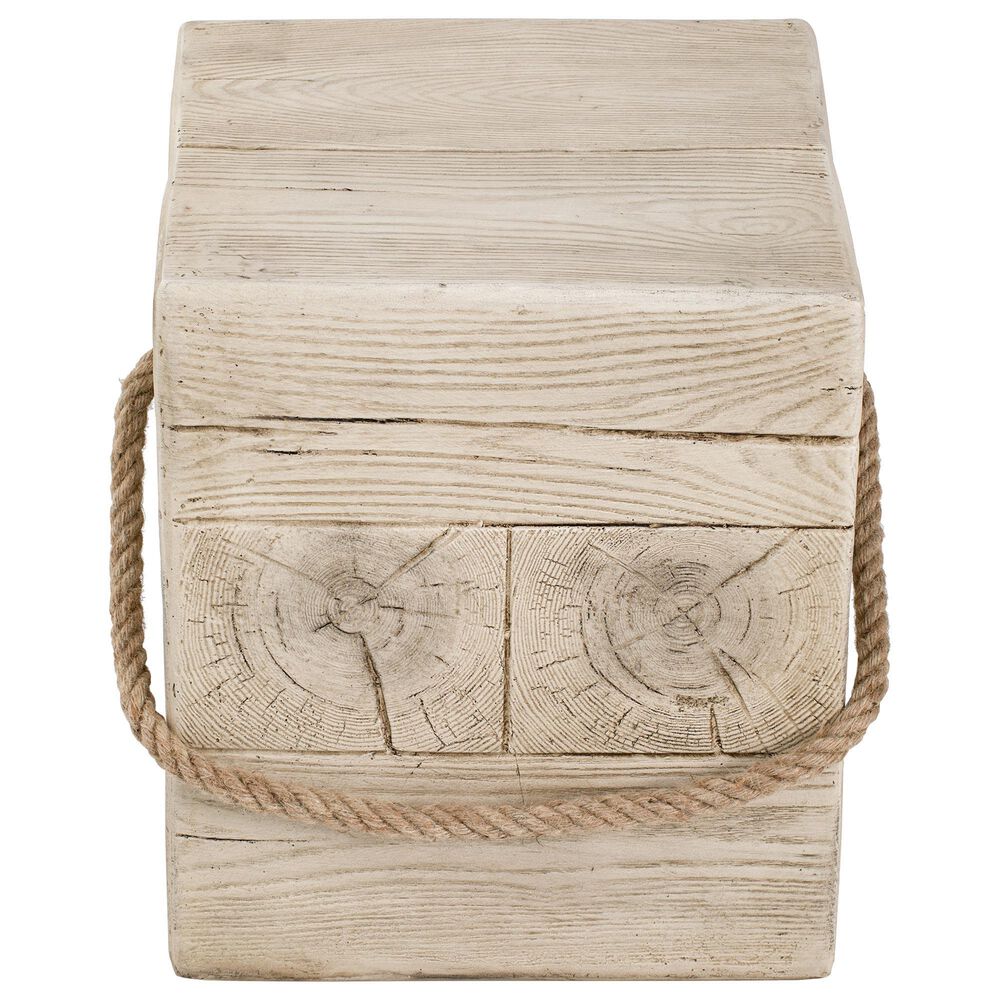Hearth and Haven Outdoor Square Side Table with Simulated Braided Cord in Wood Brown, , large